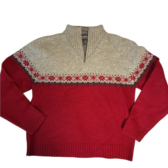 Woolrich Sweaters - Woolrich 100% Lambswool Fair Isle Sweater Large Red